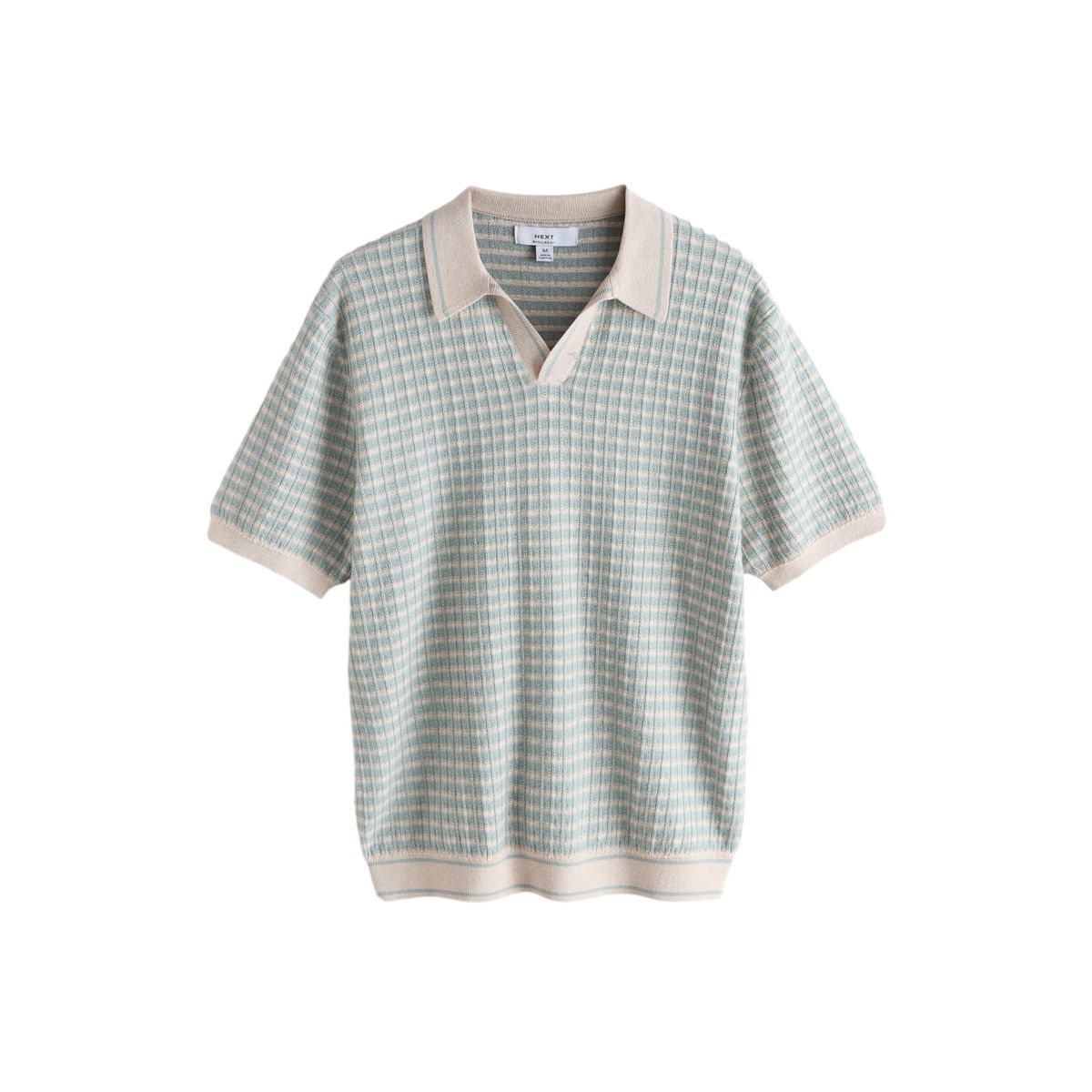 Polo en maille texturée à motif bleu/écru, NEXT