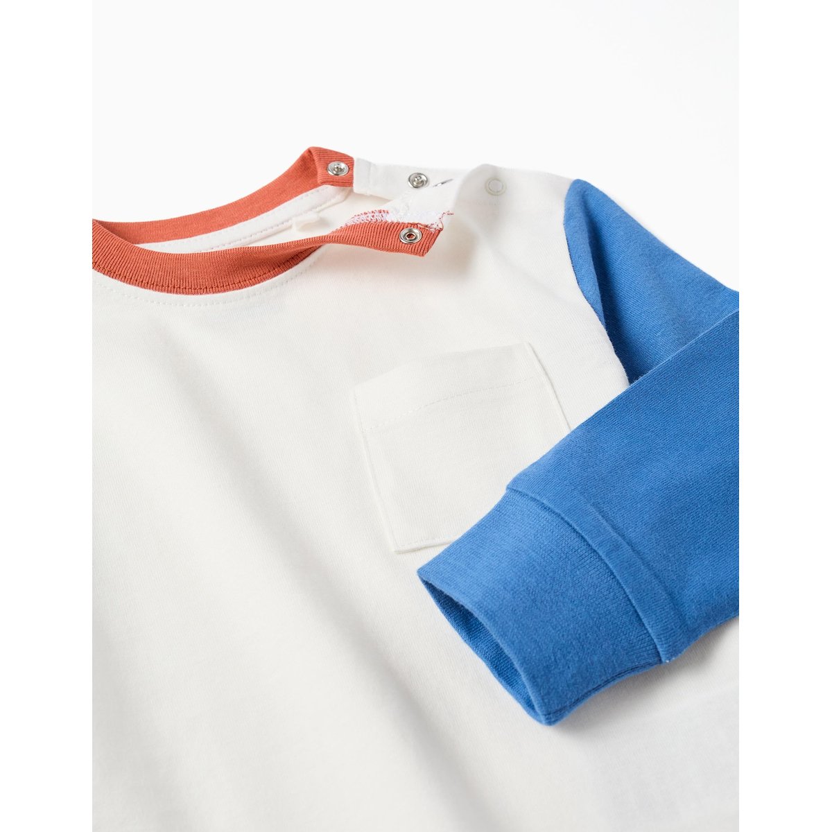 T-shirt en coton à manches longues avec poche bleu, ZIPPY