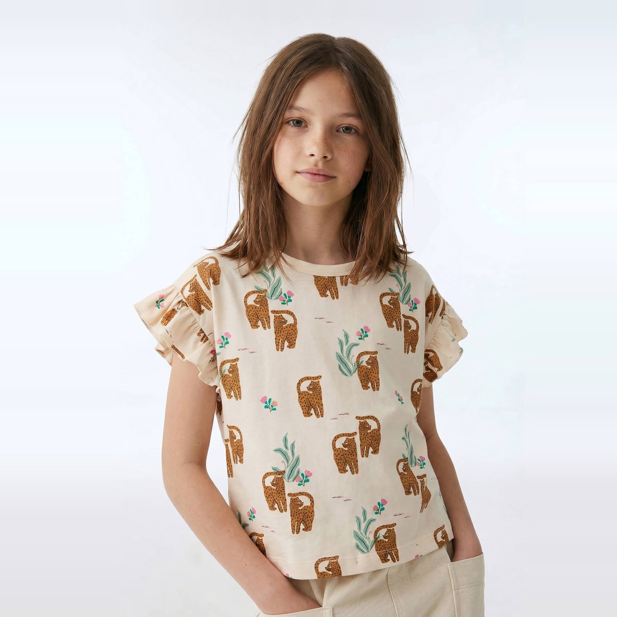 T-Shirt imprimée en coton amaretti, MONOPRIX