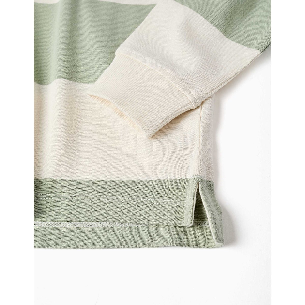 Sweat en coton avec capuche et à rayures vert clair, ZIPPY
