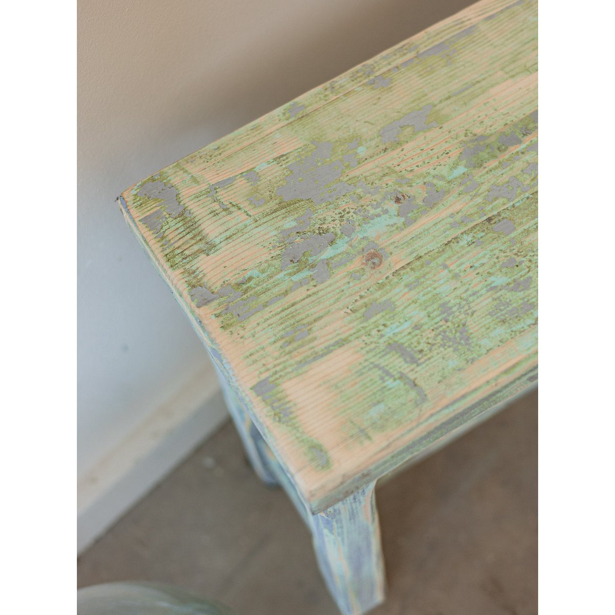 Banc de ferme patiné Antoine N°516 - Bon état vert d'eau, DEBONGOUT