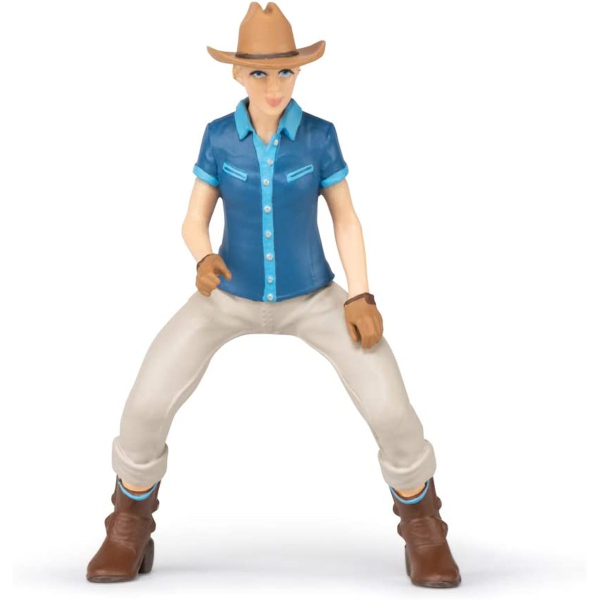 Figurine Cheval western et sa cavalière beige, PAPO