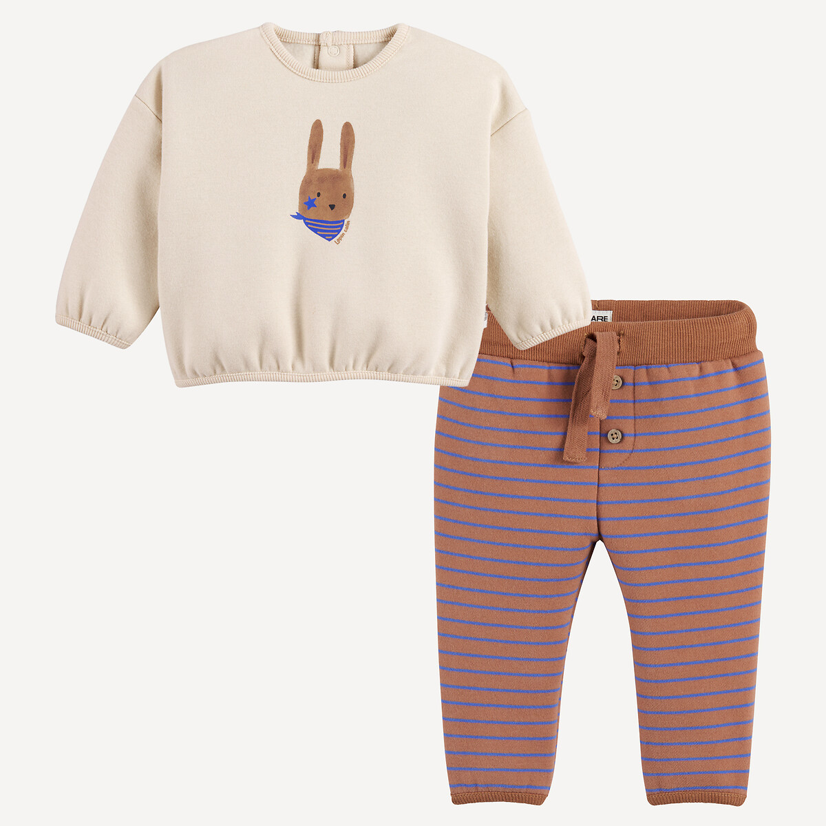 Ensemble bébé sweat et pantalon en molleton assortis, LA REDOUTE COLLECTIONS