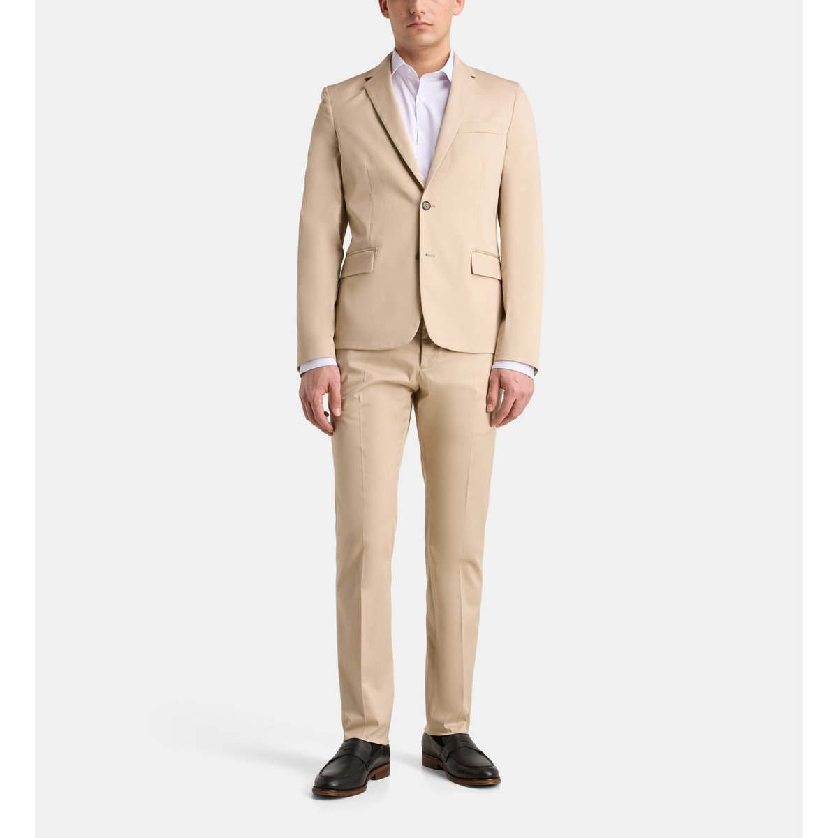 Veste de costume cintrée toton coton beige, COMPTOIR GL