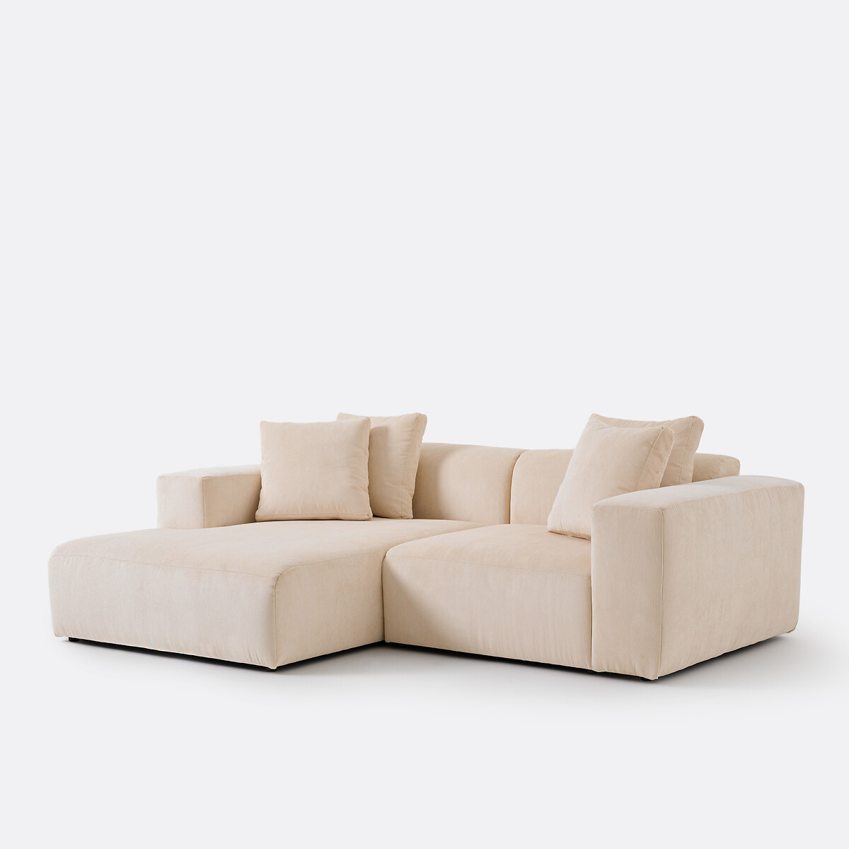 Linker hoekbank, ribfluweel, Liora ecru, LA REDOUTE INTERIEURS