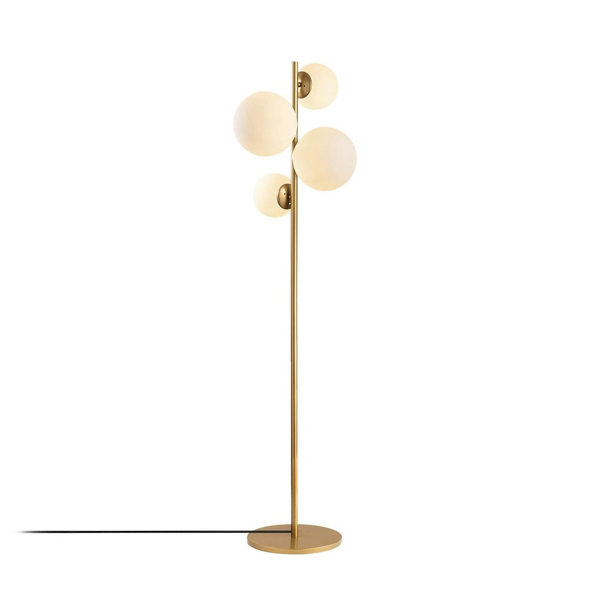 Lampadaire art déco doré, 4 globes verre dépoli SIERRE doré, PIER IMPORT