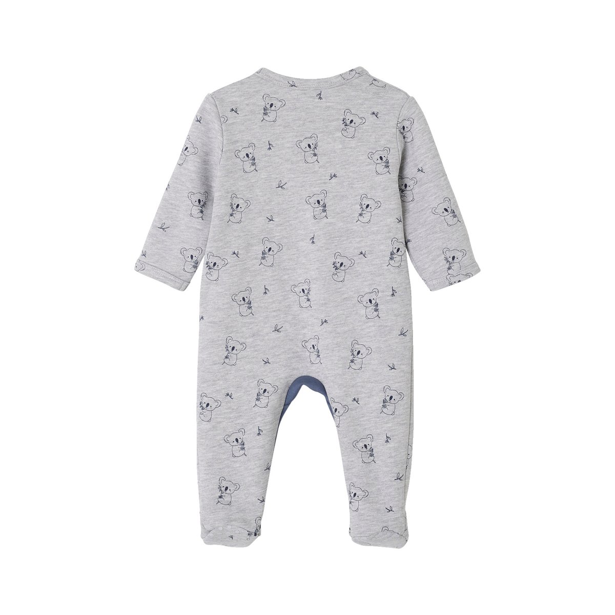 Pyjama bébé mixte koala en molleton gris chiné, VERTBAUDET