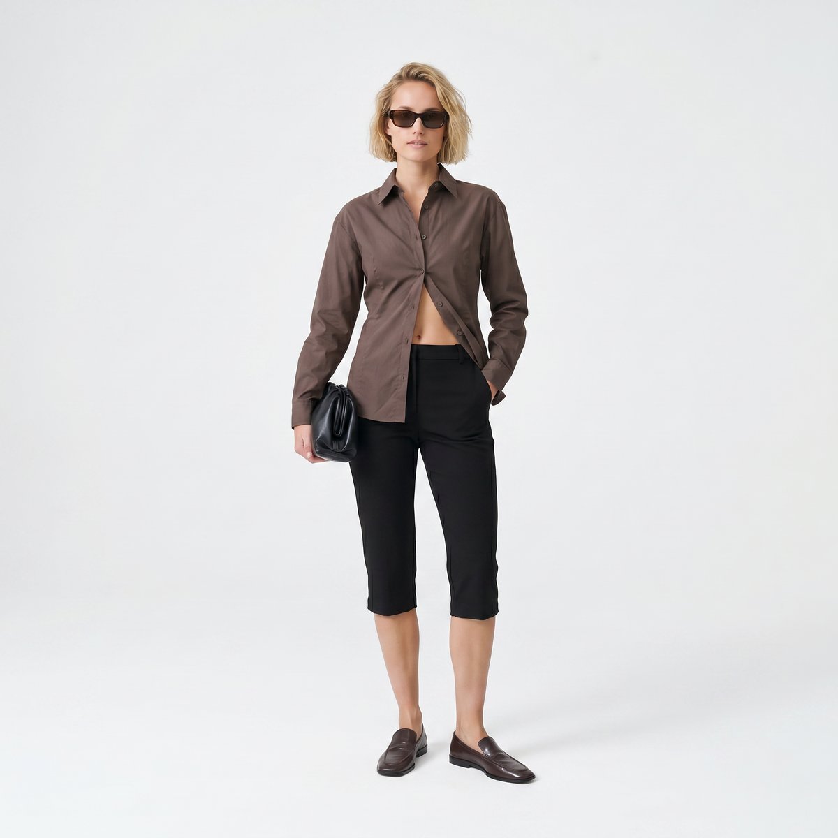 Chemise col classique, coupe ajustée et manches longues VALEE marron, ARTLOVE