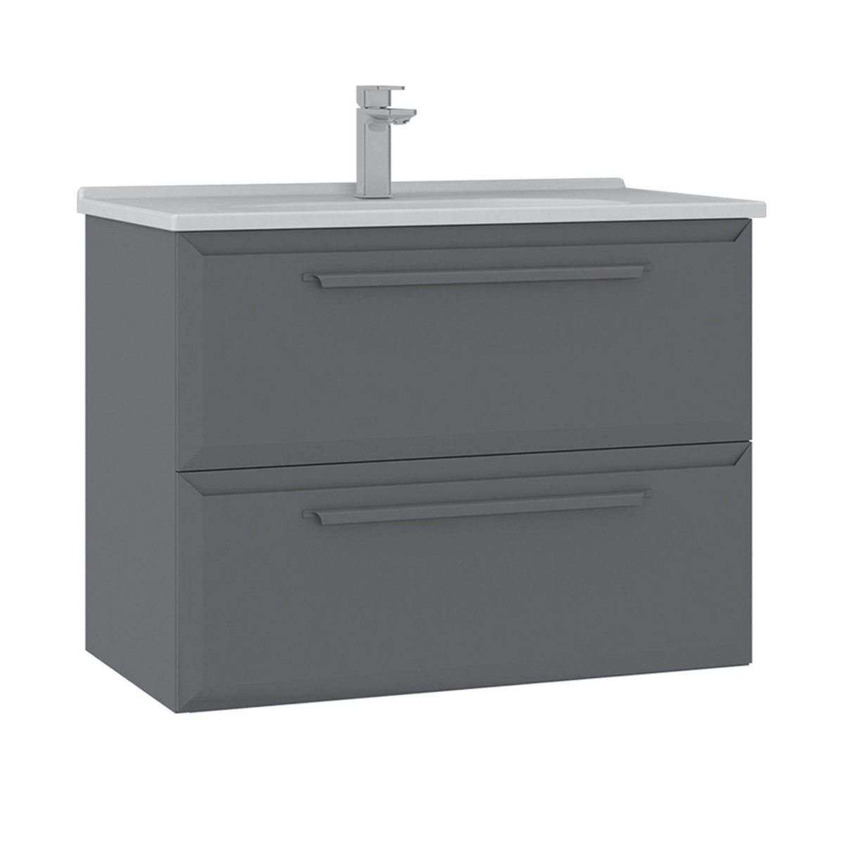 Meuble vasque à suspendre 80 cm 2 tiroirs NEREE gris, PIER IMPORT