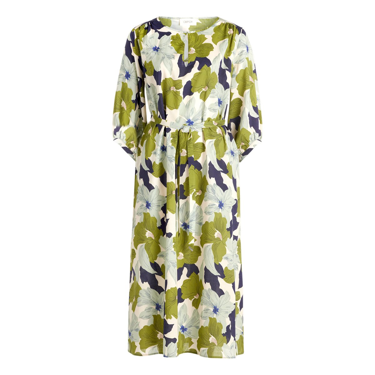 Robe à fleurs à ceinture à nouer white/mint, CARTOON