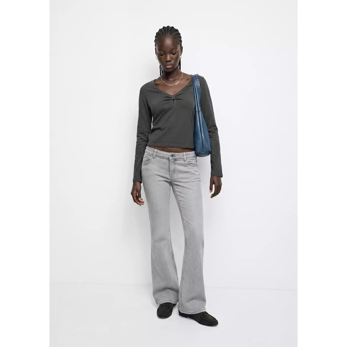 T-shirt coton détail nœud gris anthracite, MANGO TEEN