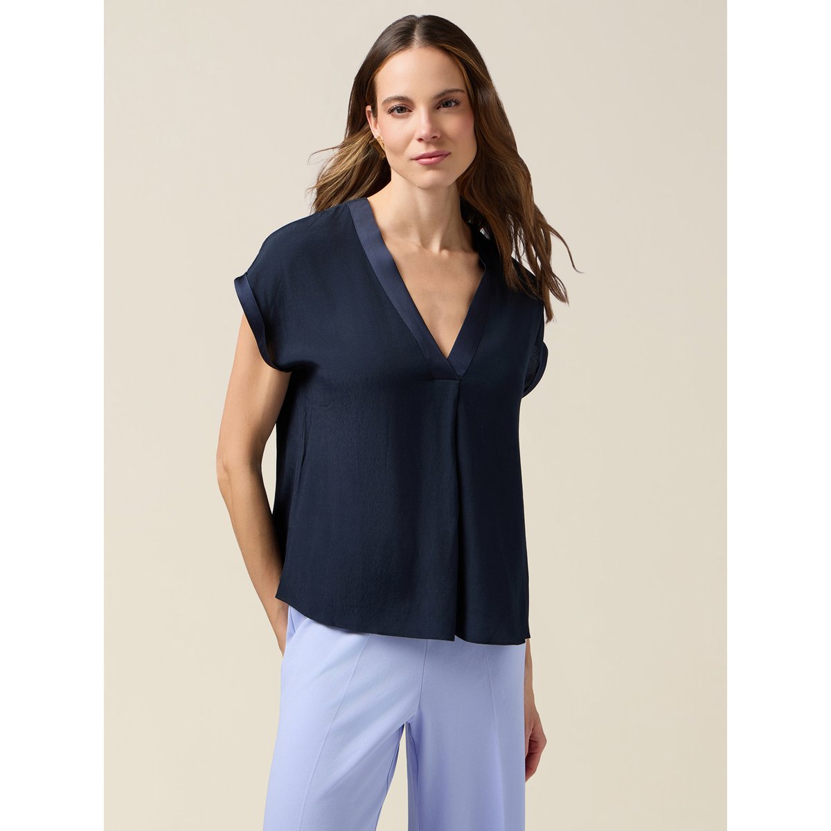 Blouse avec manches kimono bleu, OLTRE