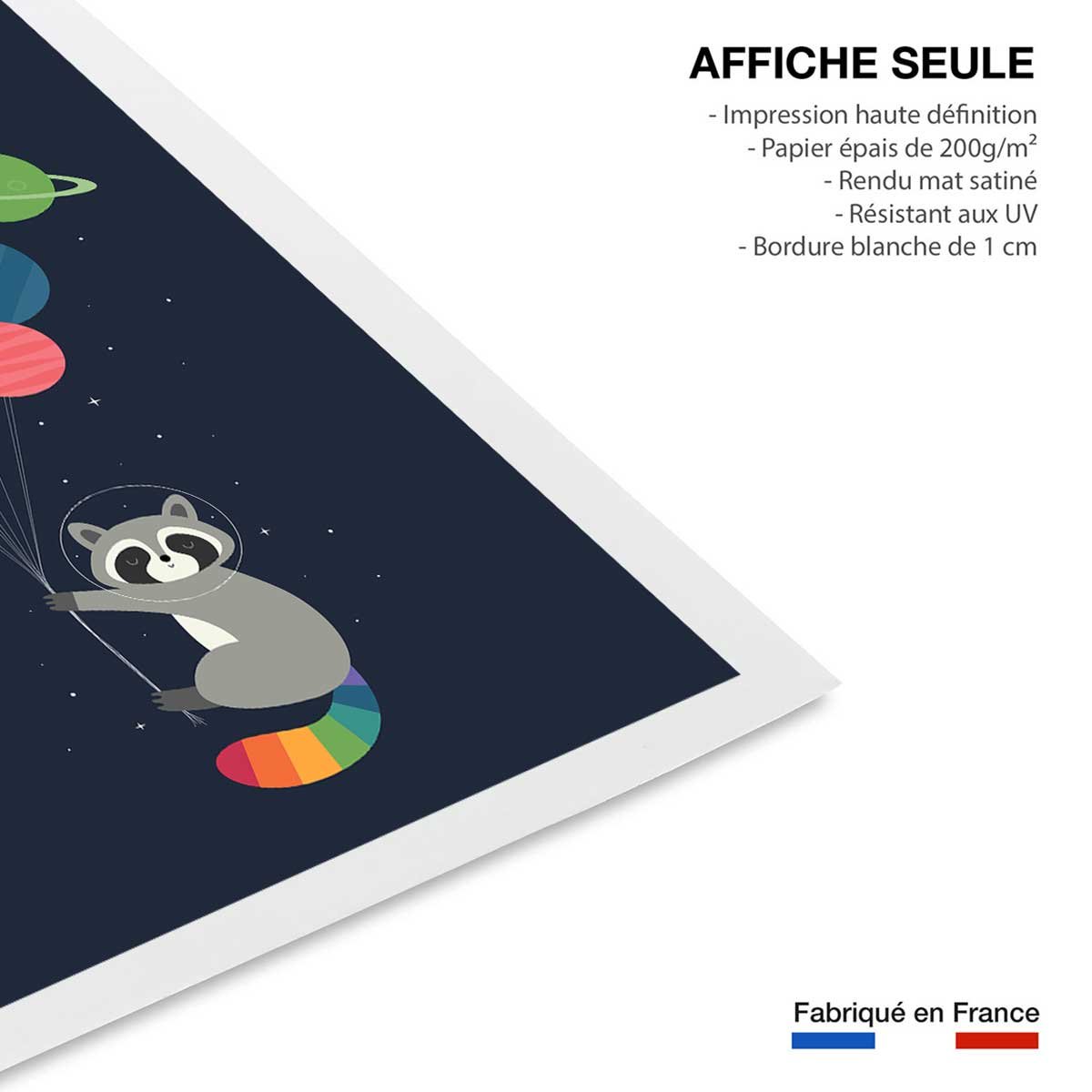 Affiche enfant raton dans la galaxie affiche seule, HEXOA