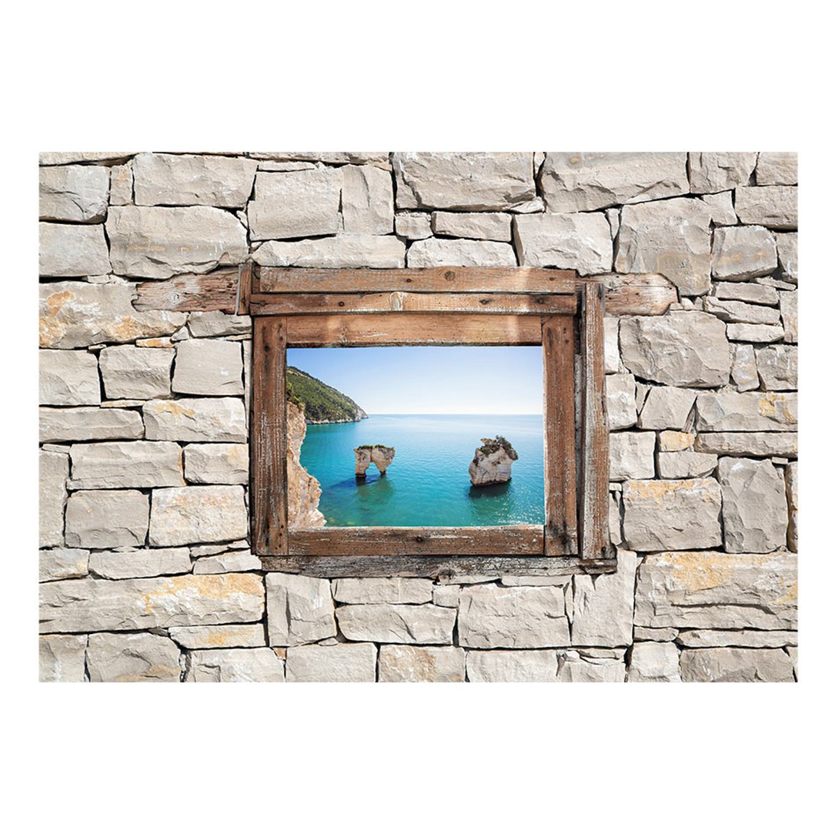 Papier peint intissé panoramique Paysage Zagare Bay beige, EDEN