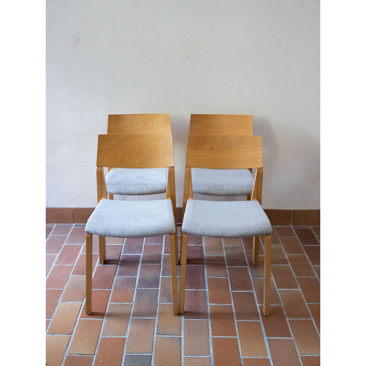 Lot de 4 chaises chêne clair Alma N°1793 - Bon état beige, DEBONGOUT
