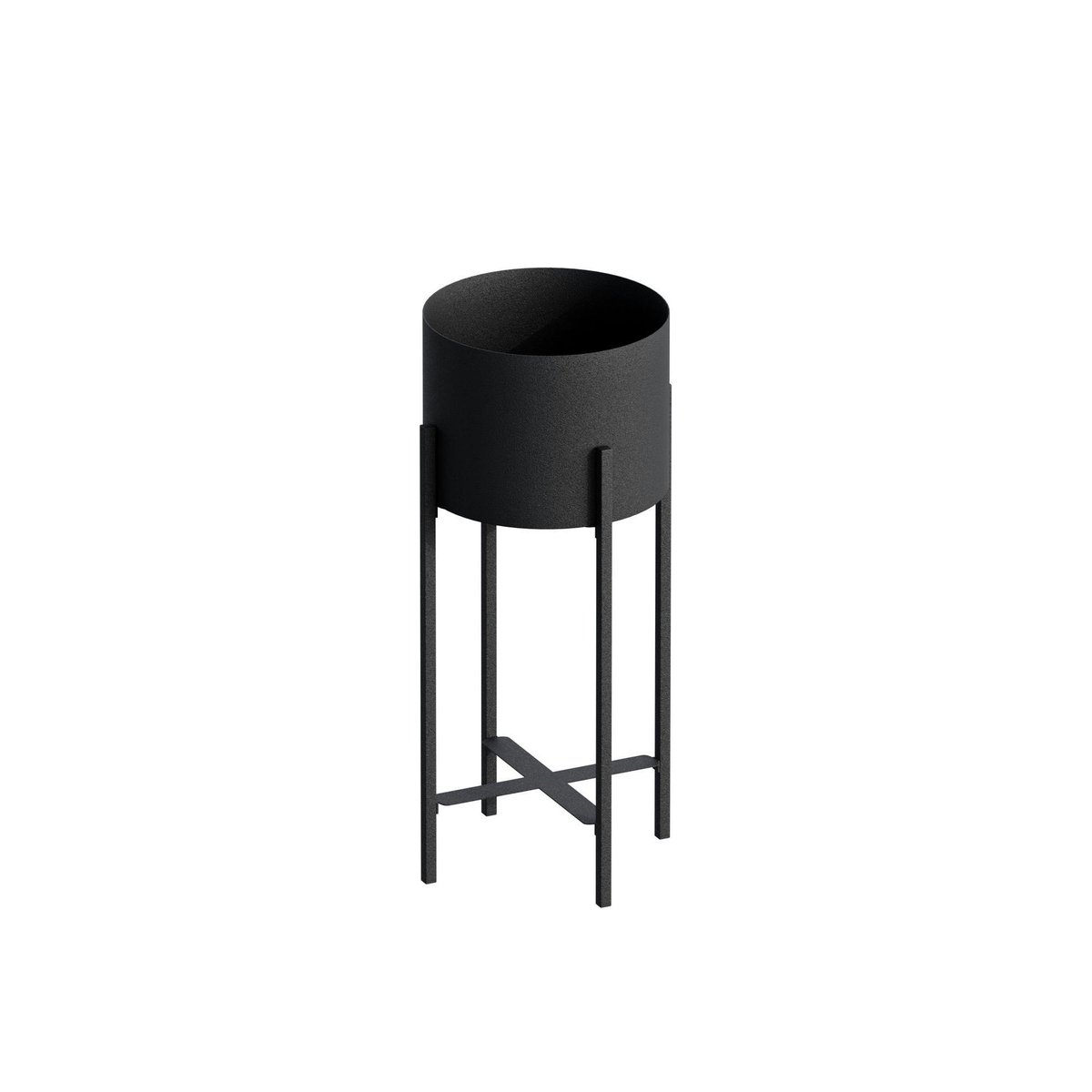 Cache-pot sur pied en métal noir – style moderne noir, PIER IMPORT