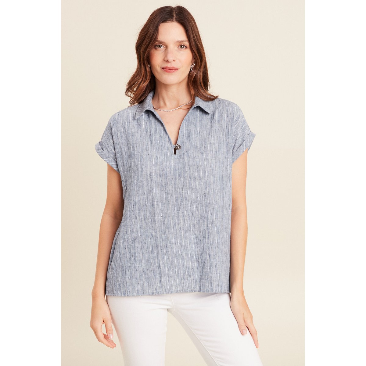Blouse manches courtes fluide bleu, BREAL
