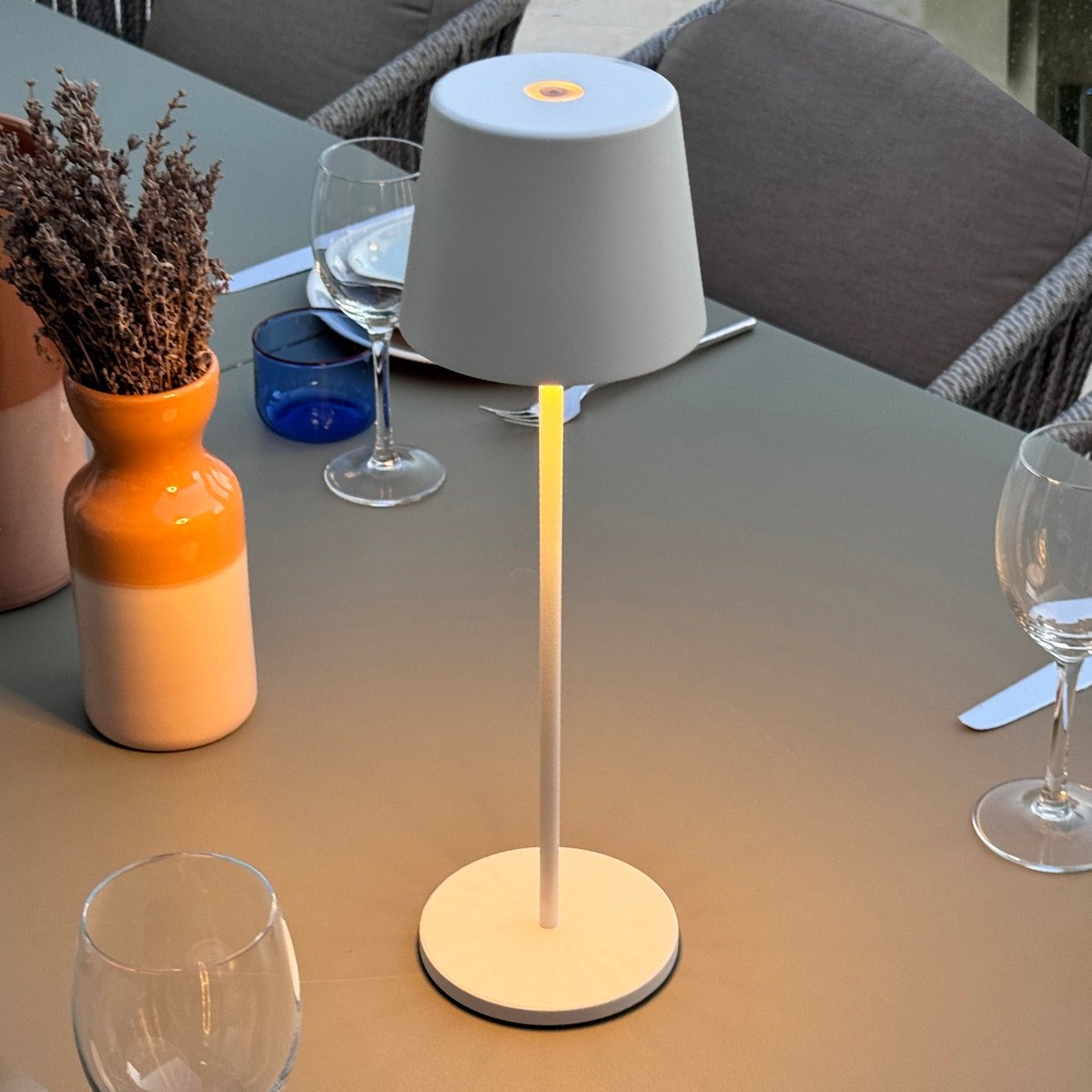 Lot de 6 Lampes de table avec socle 6x KELLY blanc, LUMISKY