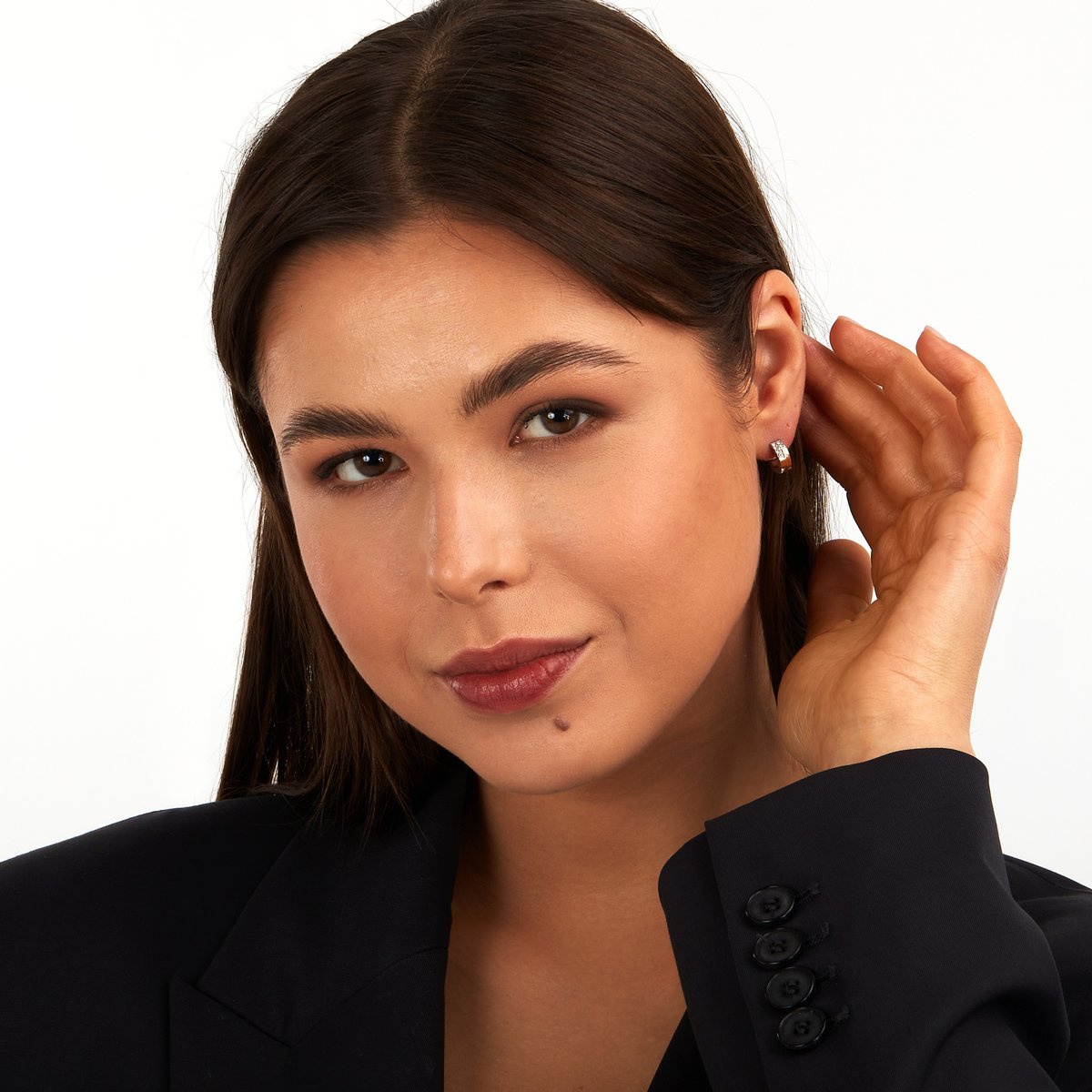 Boucles D'Oreilles en acier,cristaux, T-LOGO argent, or, TRUSSARDI