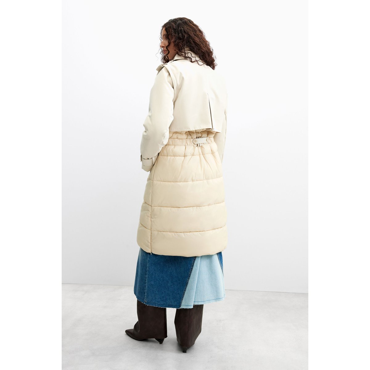 Manteau long matelassé blanc, DESIGUAL