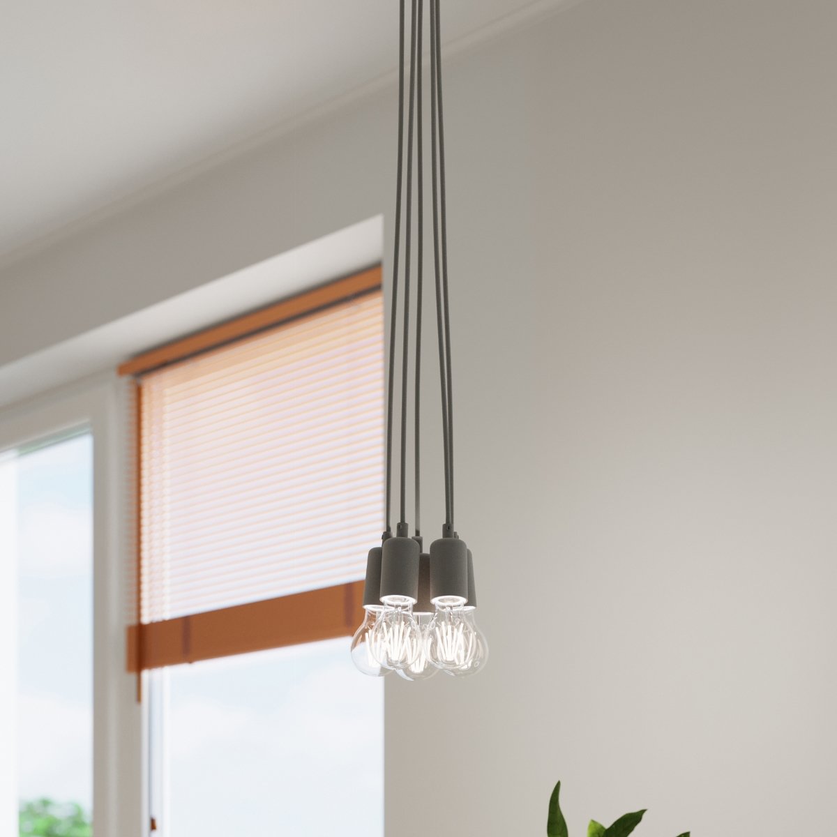 Suspension PVC Gris E27 5 Diego gris, EDEN