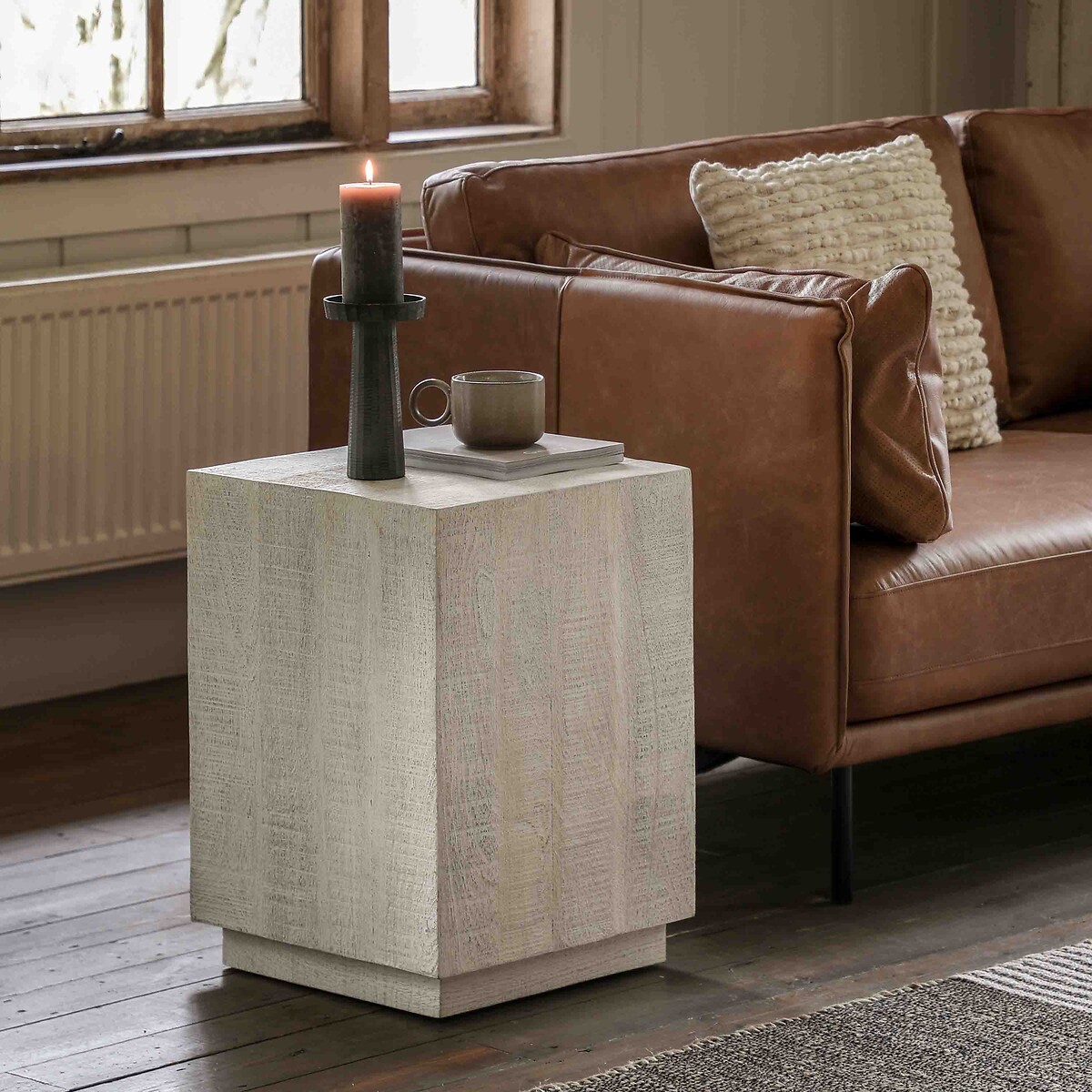 Rustana Whitewash Mango Wood Side Table wood white, ÉDITÉ