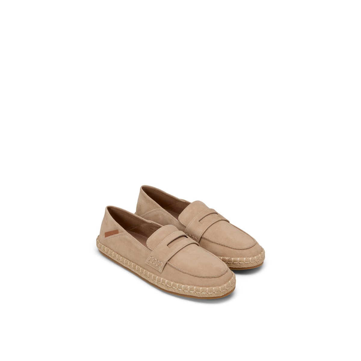 Espadrilles Pennyloafer modèle Jerry en cuir velours doux marron clair, MARC O'POLO