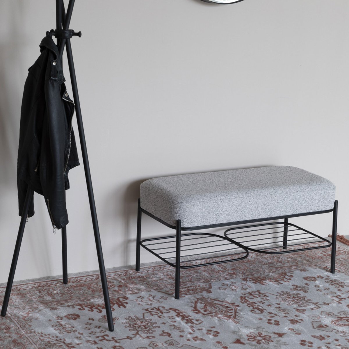Banc en tissu et métal- MILOU gris chiné, DRAWER