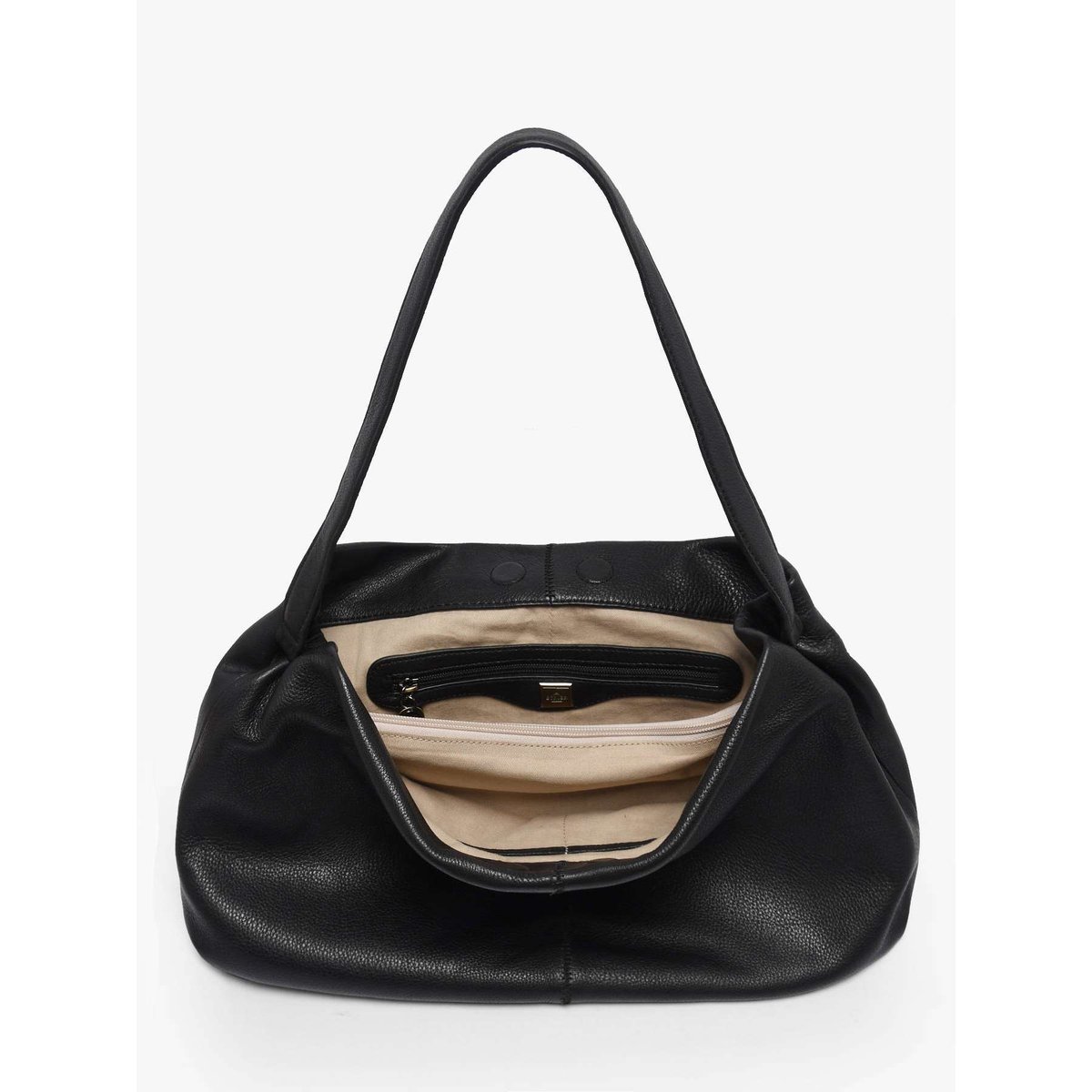 Sac porté épaule M Etalon cuir noir, ETRIER