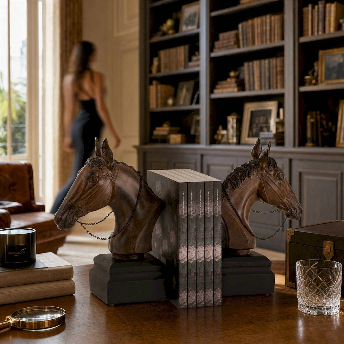 Serre-livres cheval en résine, Lot de 2 marron et noir, RECOLLECTION
