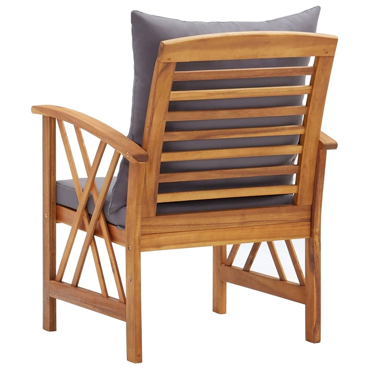 Lot de 2 chaises de jardin en bois avec coussins gris, HOME MAISON