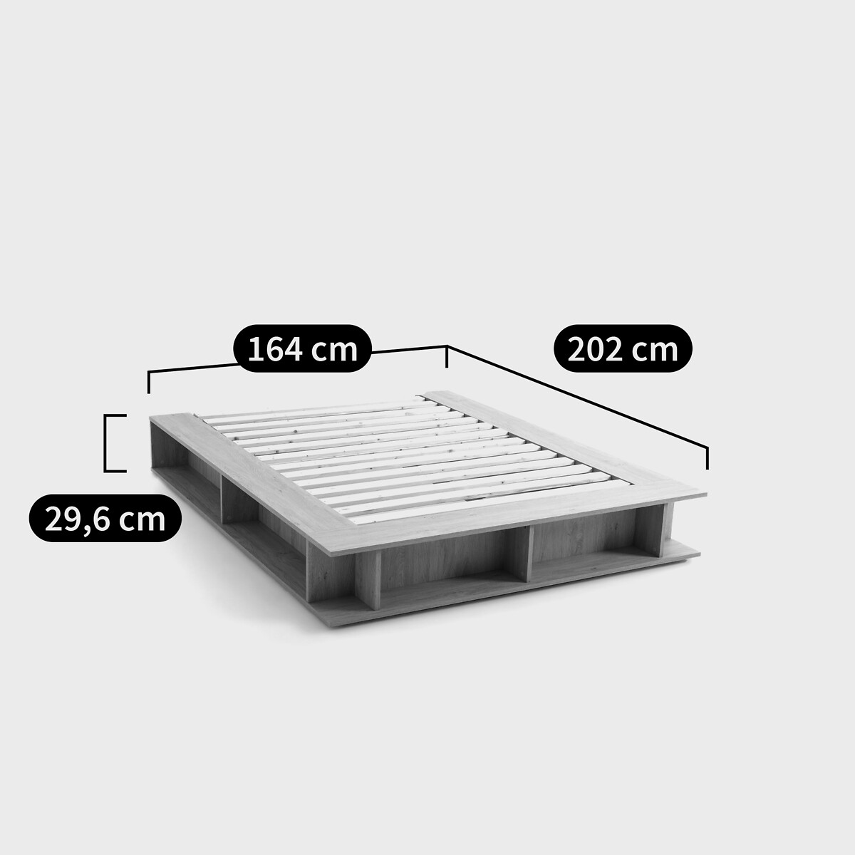 Lit avec rangements, sommier semi-relevable Presto bois clair naturel, LA REDOUTE INTERIEURS