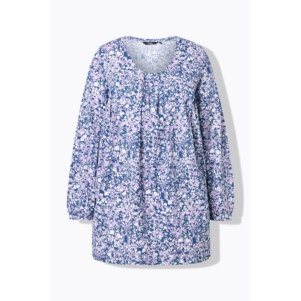 Blouse avec plis fantaisie bleu foncé, ULLA POPKEN