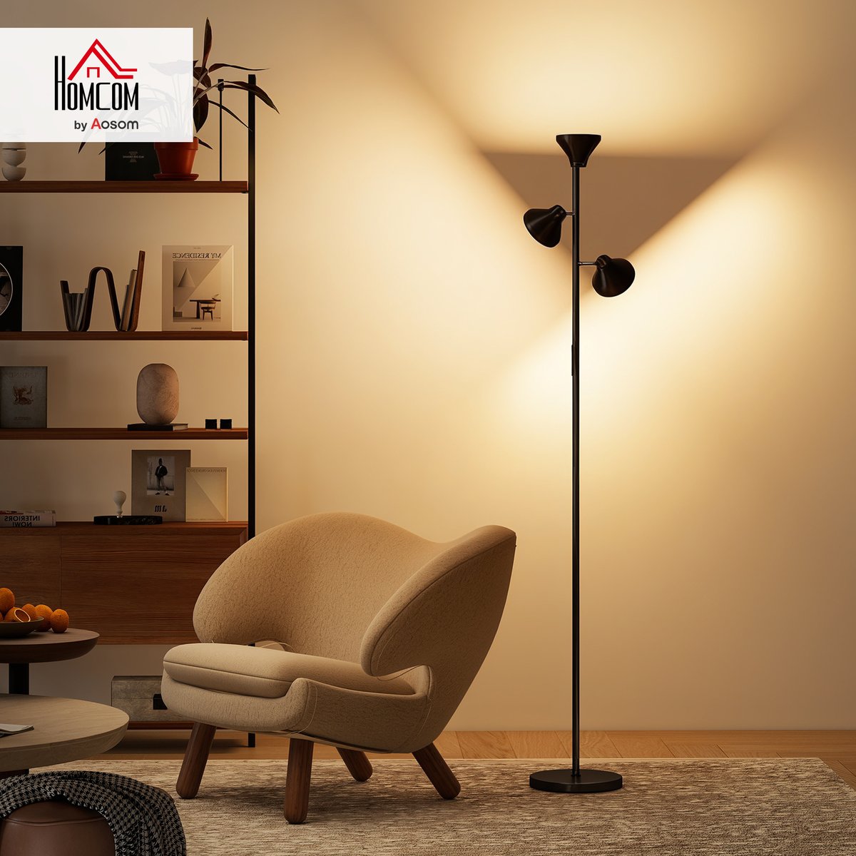 Lampadaire Acier Noir noir, HOMCOM