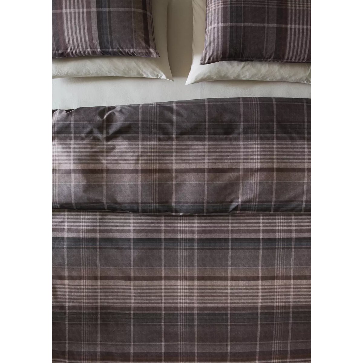 Housse de couette en percale de coton 100 % Lit 135/140 cm marron, MANGO HOME