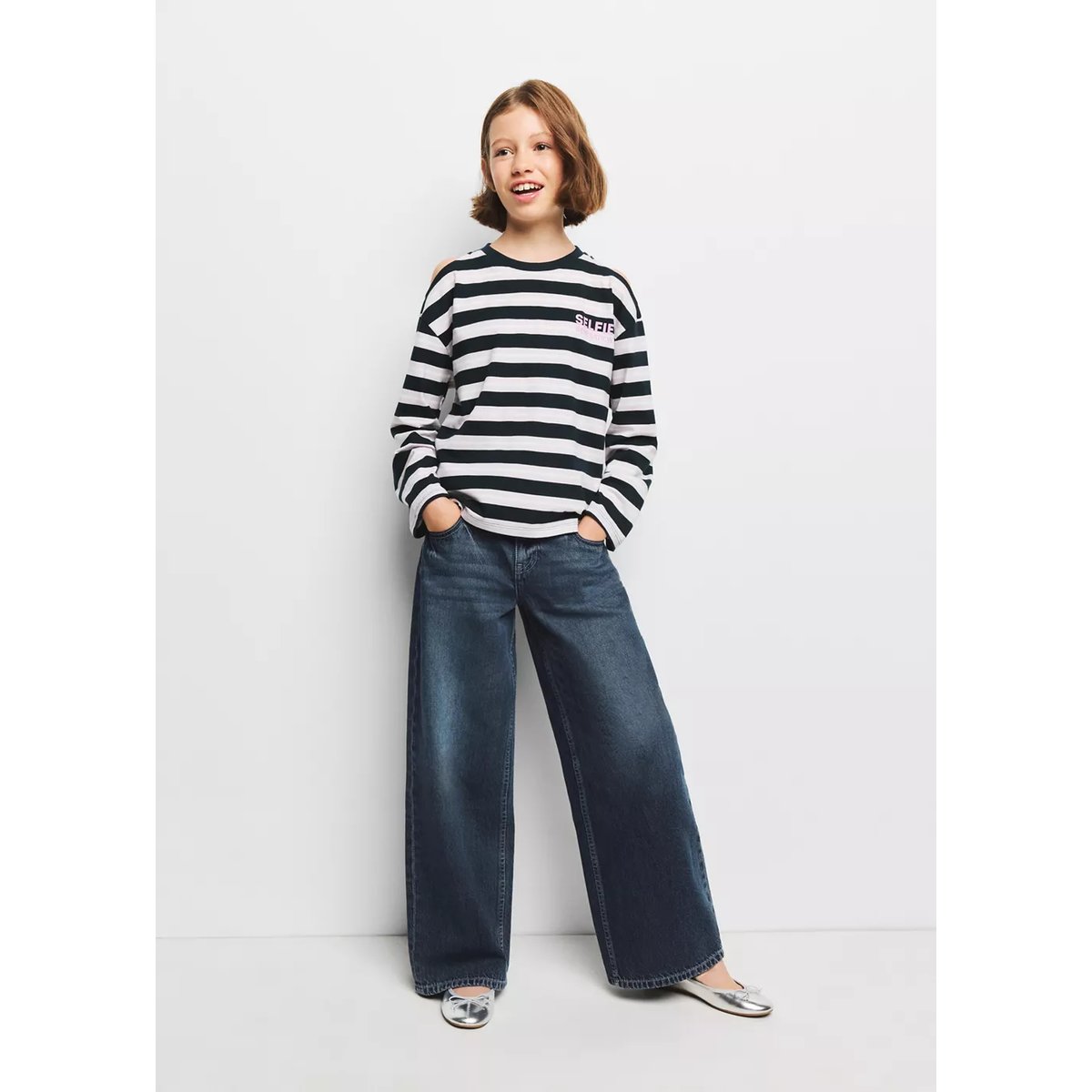 Jean baggy effet dégradé bleu foncé, MANGO KIDS