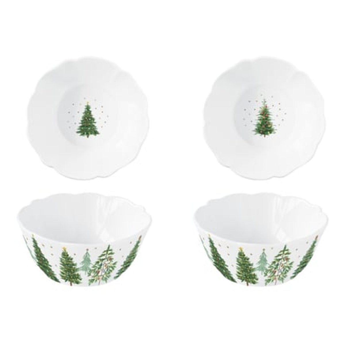 Coffret 2 Bols En Porcelaine Festive Multicolore blanc et vert, EASY LIFE