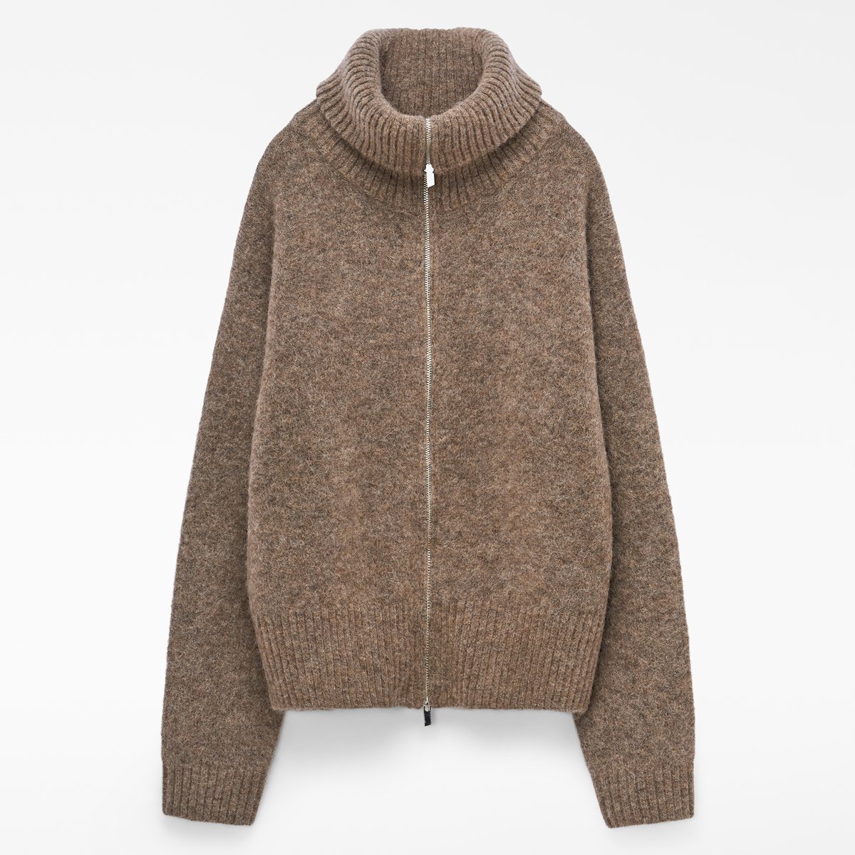 Veste avec alpaga à large col roulé taupe, ADOLFO DOMINGUEZ