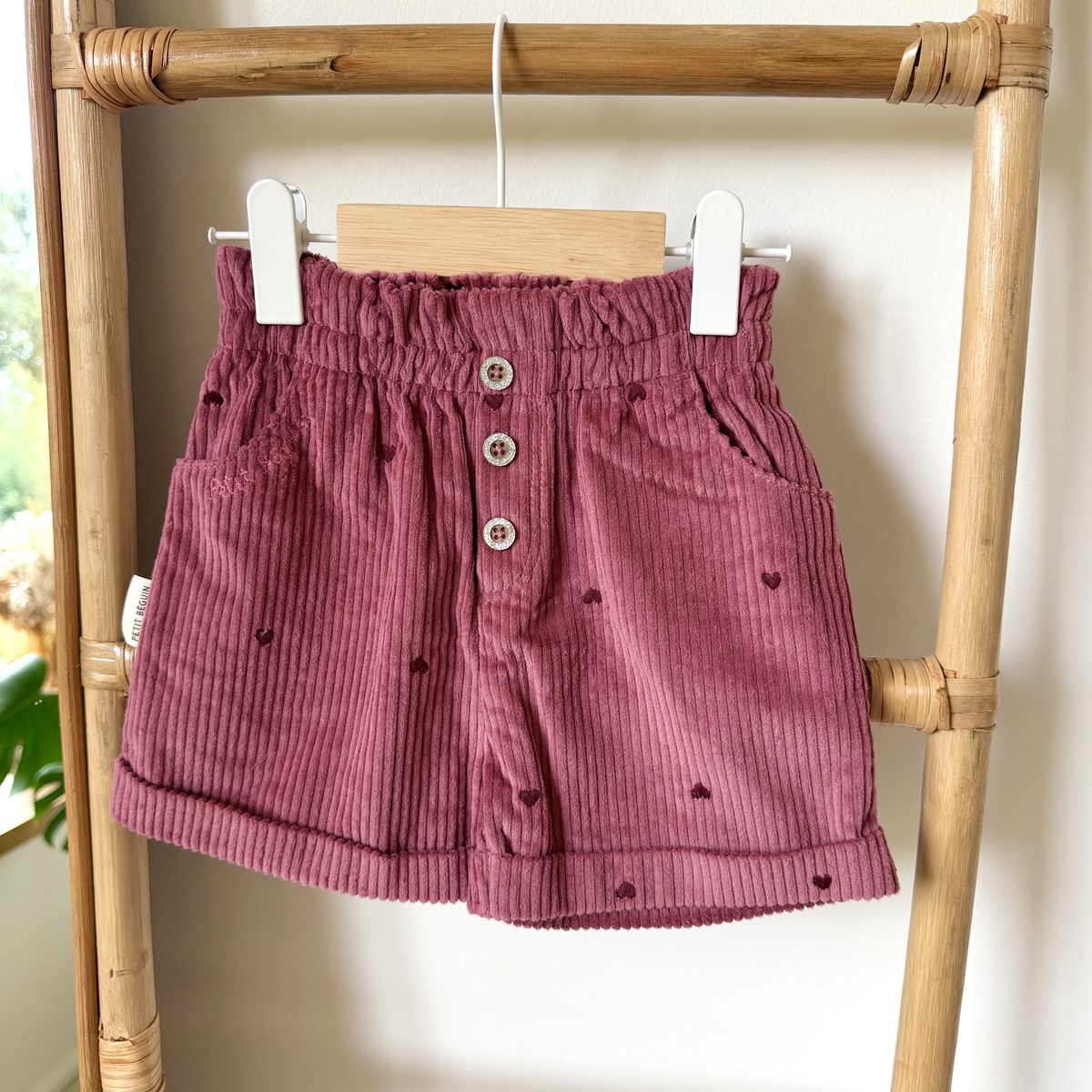 Short enfant en velours côtelé Aimée bordeaux, PETIT BEGUIN