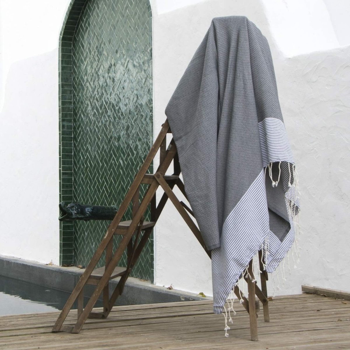 Lot de 2 foutas XXL coton IBIZA gris moyen, FEBRONIE