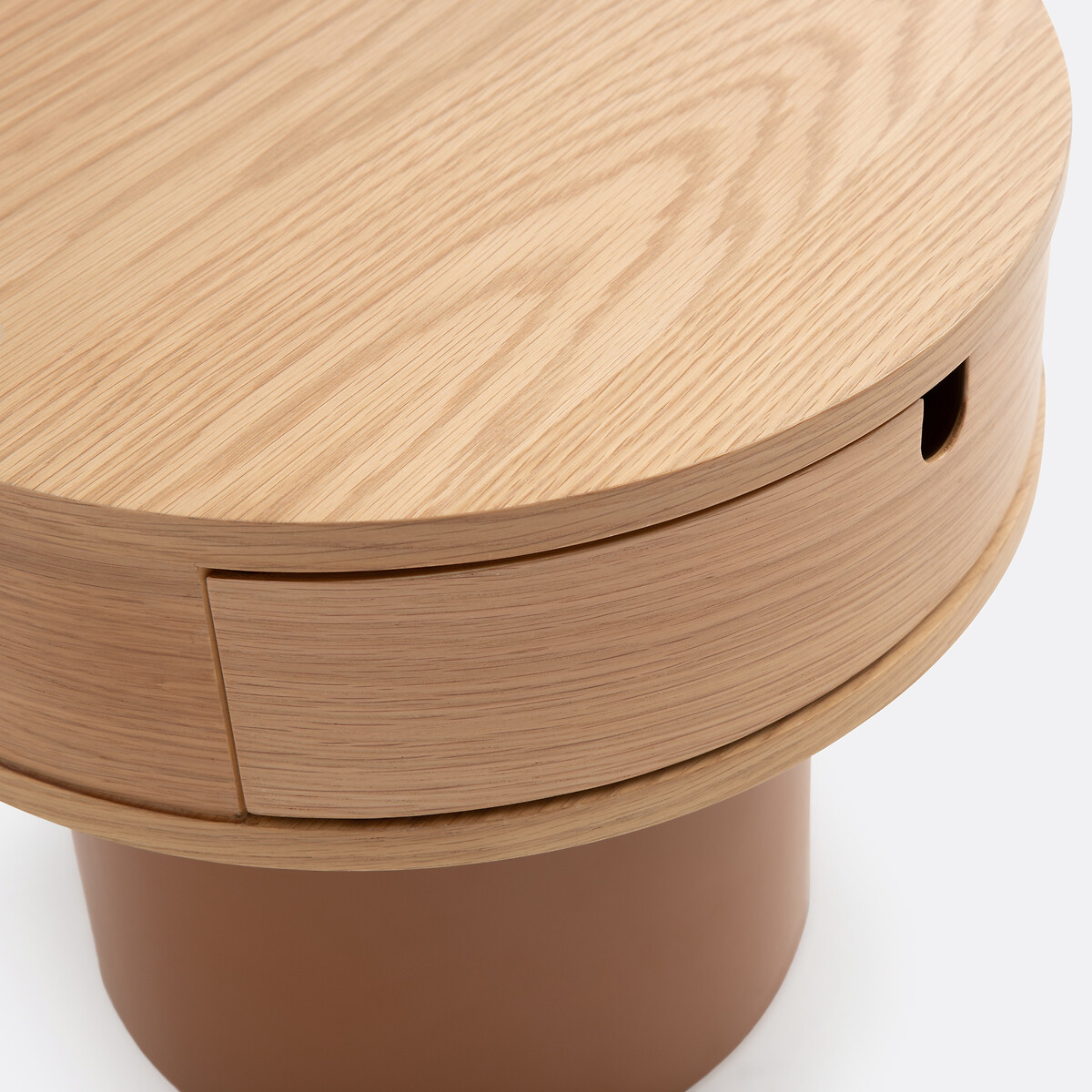 Tamita 1-Drawer Lacquered Base Bedside Table oak/caramel, LA REDOUTE INTERIEURS