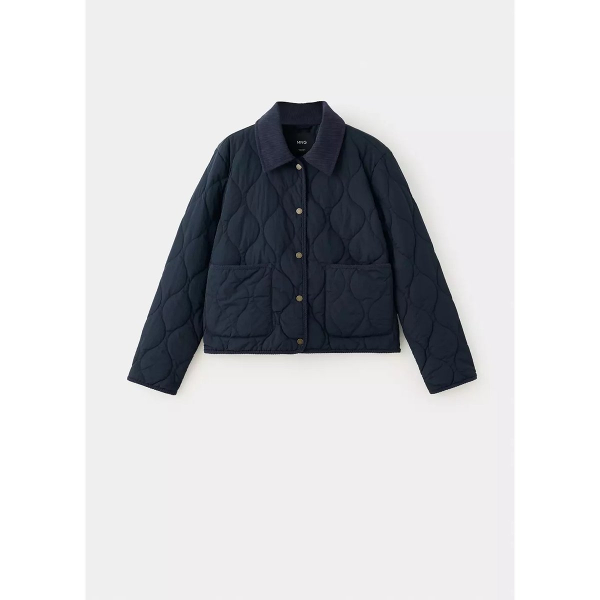 Veste matelassée détails velours côtelé bleu marine, MANGO TEEN