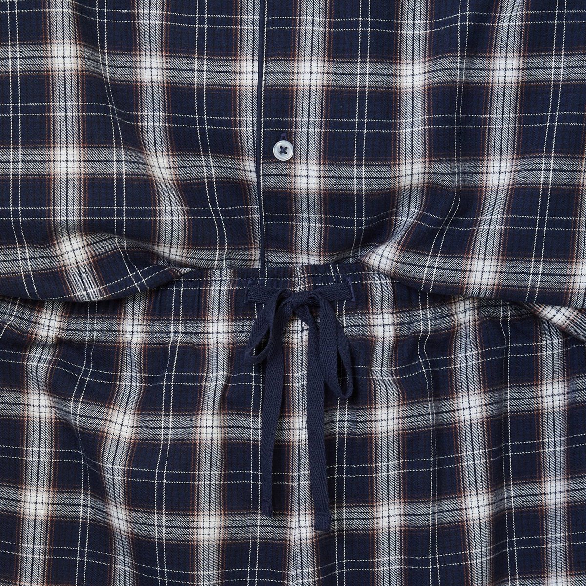 Pyjama manches longues et pantalon en flanelle de coton BIO GOTS marine, MONOPRIX