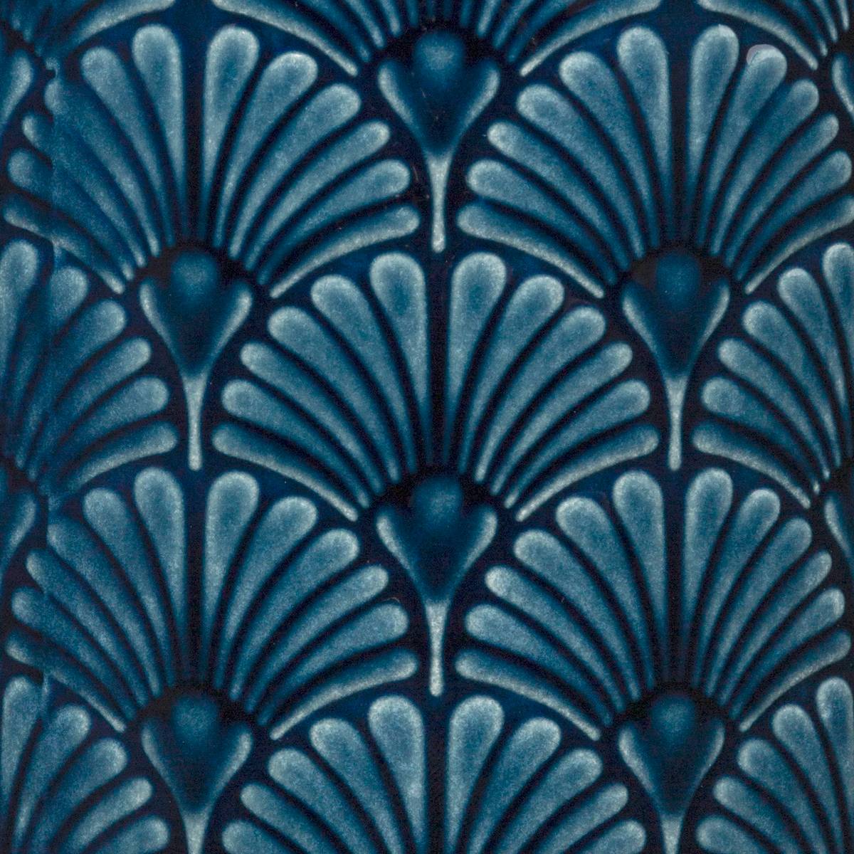 Vase cylindre en dolomite à motifs art déco FEEL bleu, ATMOSPHERA