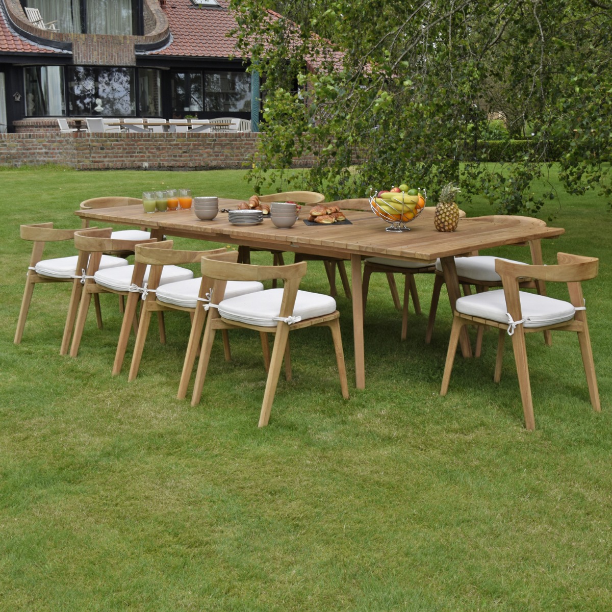 Table extensible rectangulaire teck massif 190/290 cm Flora XL naturel, TECK ATTITUDE