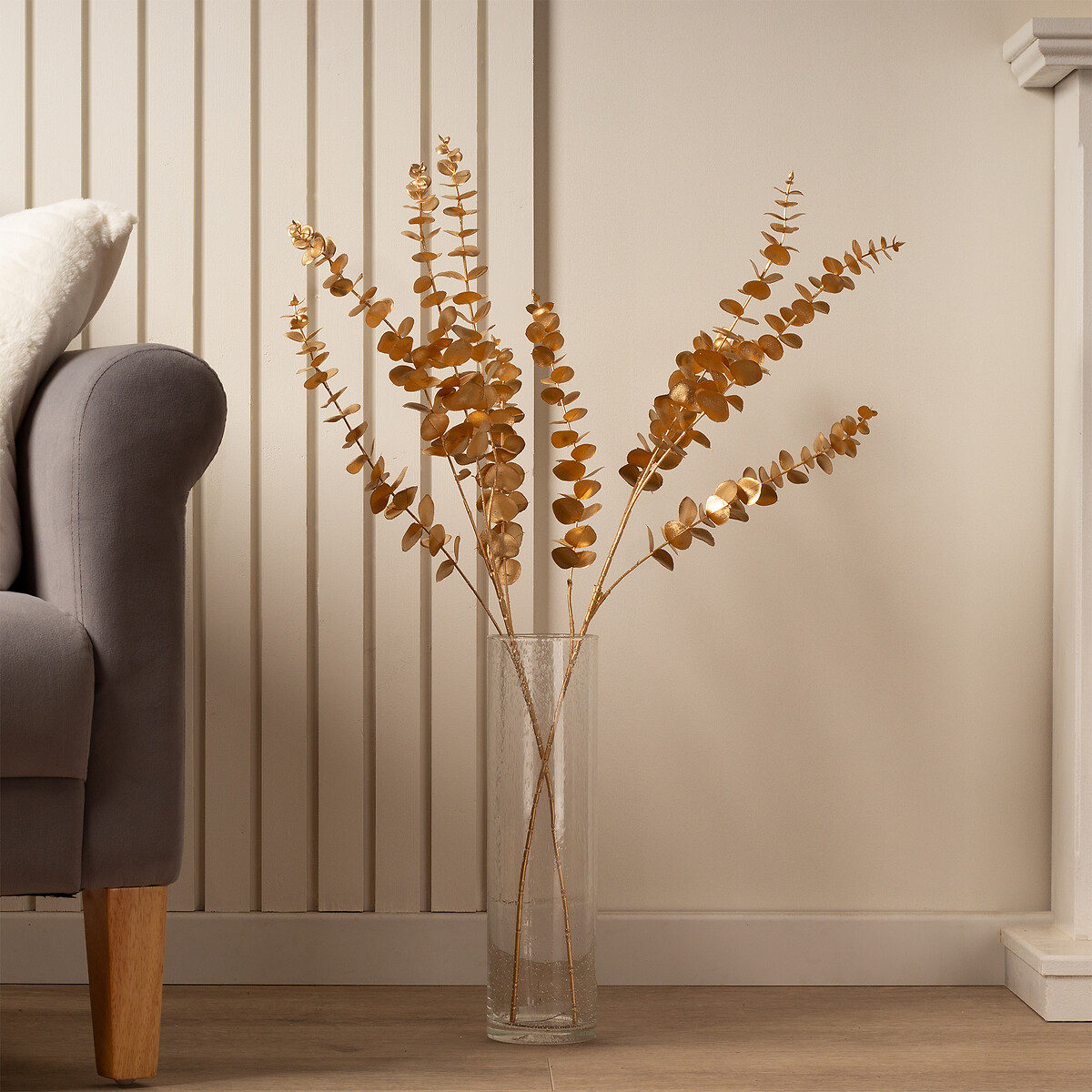 2-Pack 86cm Gold Eucalyptus Branch gold-coloured, SO'HOME
