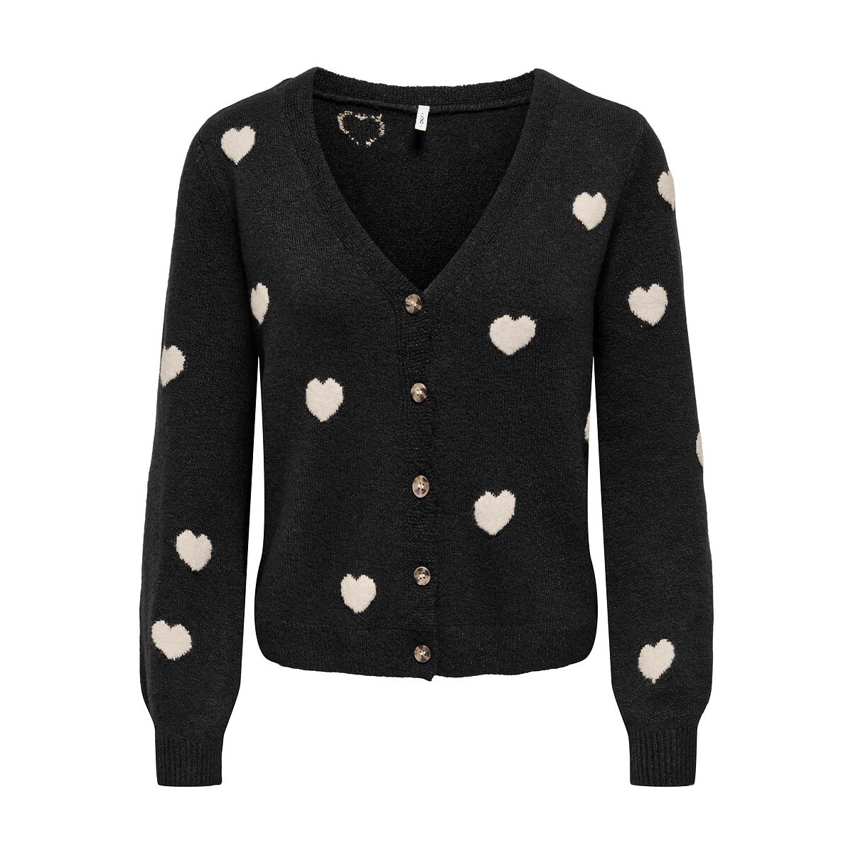 Gilet boutonné avec cœurs noir, ONLY