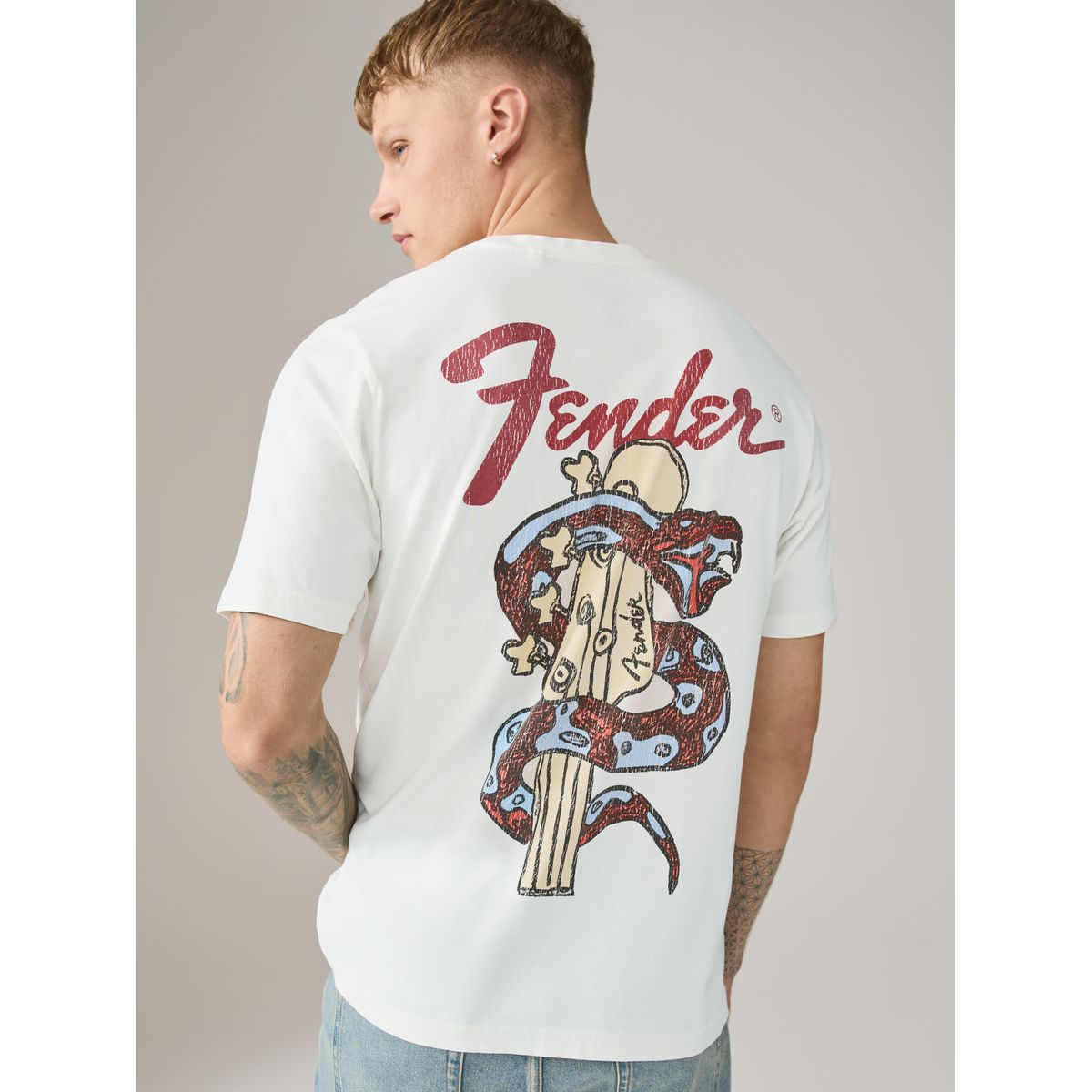 T-shirt à imprimé groupe de musique garde-boue blanc, NEXT