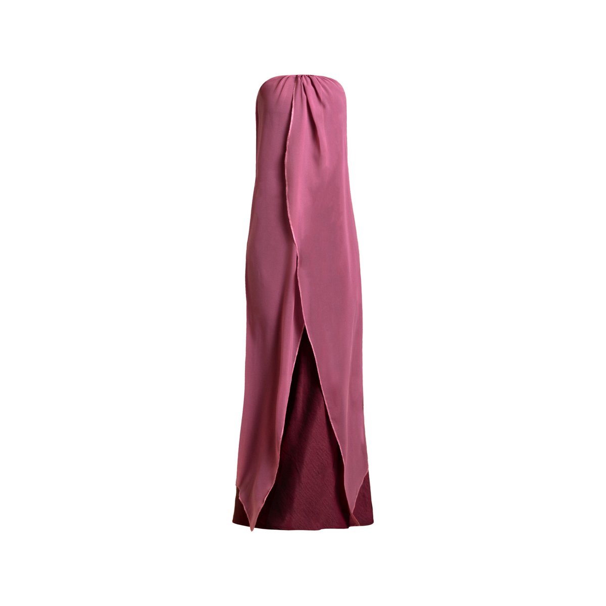 Robe midi avec décolleté bustier et cape rose, THE-ARE