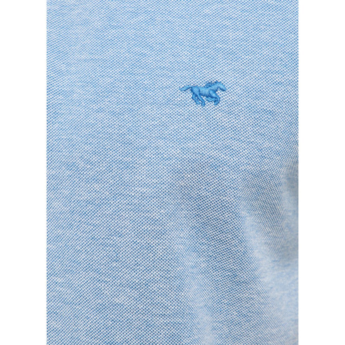 Polo en coton bleu uni pourvu d'un col boutonné et d'une coupe droite bleu, MUSTANG
